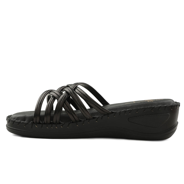 Senorita Black Casual Wedge Heel Sandal For Women AGL-122P By Liberty