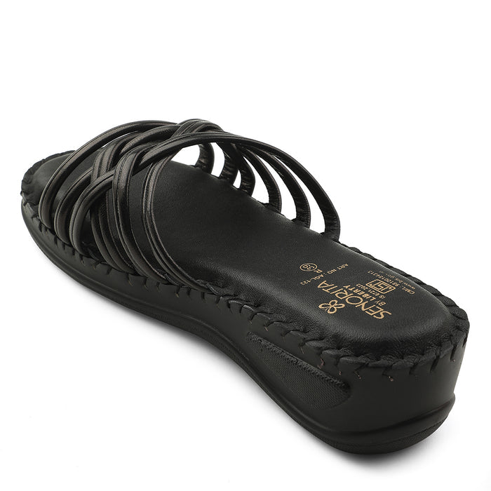 Senorita Black Casual Wedge Heel Sandal For Women AGL-122P By Liberty