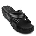 Senorita Black Casual Wedge Heel Sandal For Women AGL-127P By Liberty