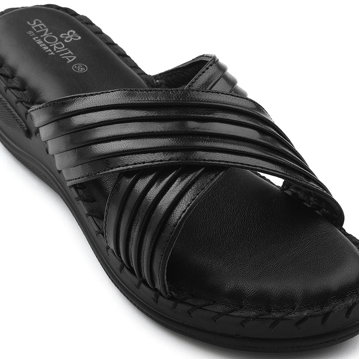 Senorita Black Casual Wedge Heel Sandal For Women AGL-127P By Liberty