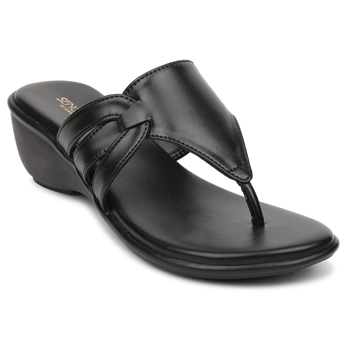Senorita Black Casual Wedge Heel Sandal For Women JFL-38 By Liberty