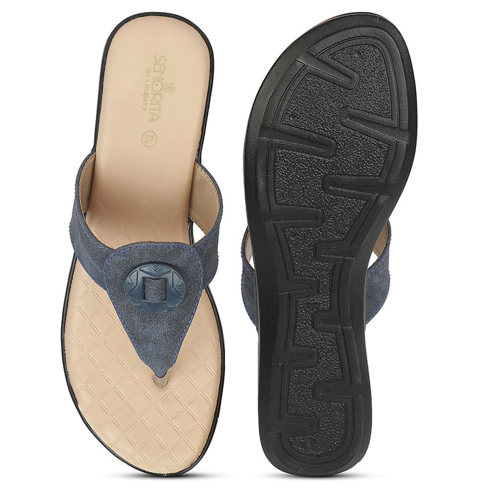 Senorita Blue Casual Flat Sandal For Women Agl 214 By Liberty