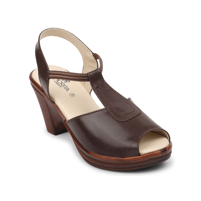 Senorita Brown Casual Block Heel Sandal For Women AGL-114P By Liberty