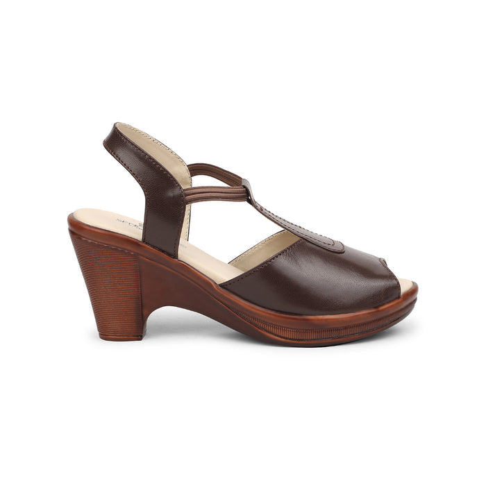 Senorita Brown Casual Block Heel Sandal For Women AGL-114P