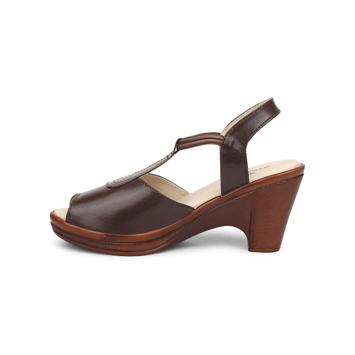 Senorita Brown Casual Block Heel Sandal For Women AGL-114P