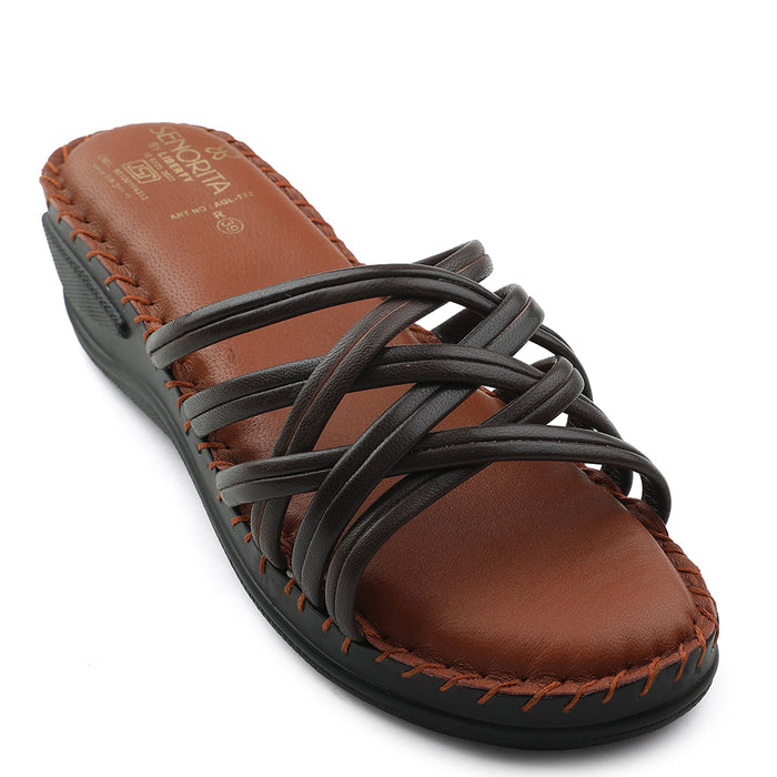 Senorita Brown Casual Wedge Heel Sandal For Women AGL-122P By Liberty