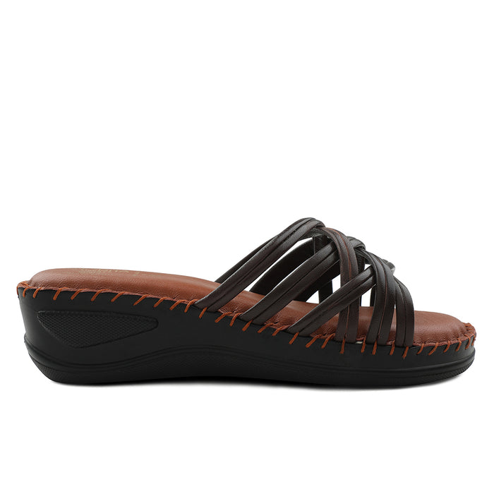 Senorita Brown Casual Wedge Heel Sandal For Women AGL-122P By Liberty