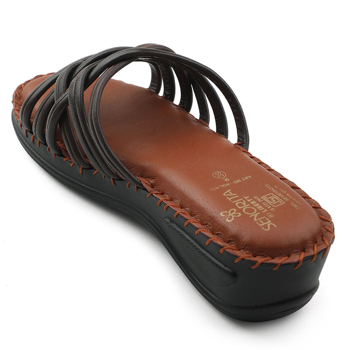 Senorita Brown Casual Wedge Heel Sandal For Women AGL-122P By Liberty