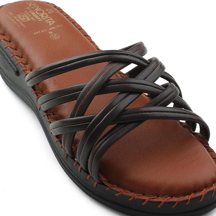 Senorita Brown Casual Wedge Heel Sandal For Women AGL-122P By Liberty