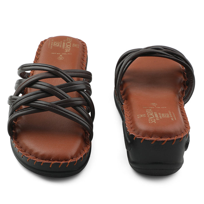 Senorita Brown Casual Wedge Heel Sandal For Women AGL-122P By Liberty