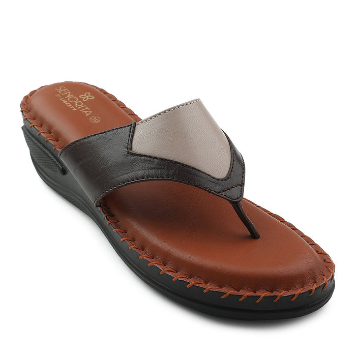 Senorita Brown Casual Wedge Heel Sandal For Women AGL-125P By Liberty