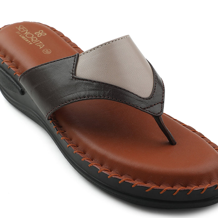 Senorita Brown Casual Wedge Heel Sandal For Women AGL-125P By Liberty