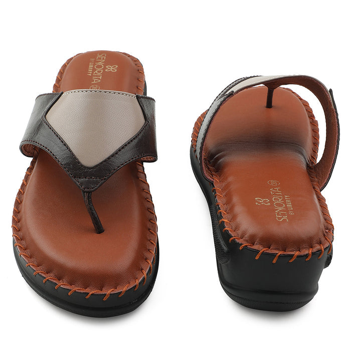 Senorita Brown Casual Wedge Heel Sandal For Women AGL-125P By Liberty