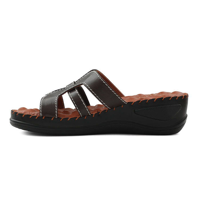 Senorita Brown Casual Wedge Heel Sandal For Women AGL-129P By Liberty
