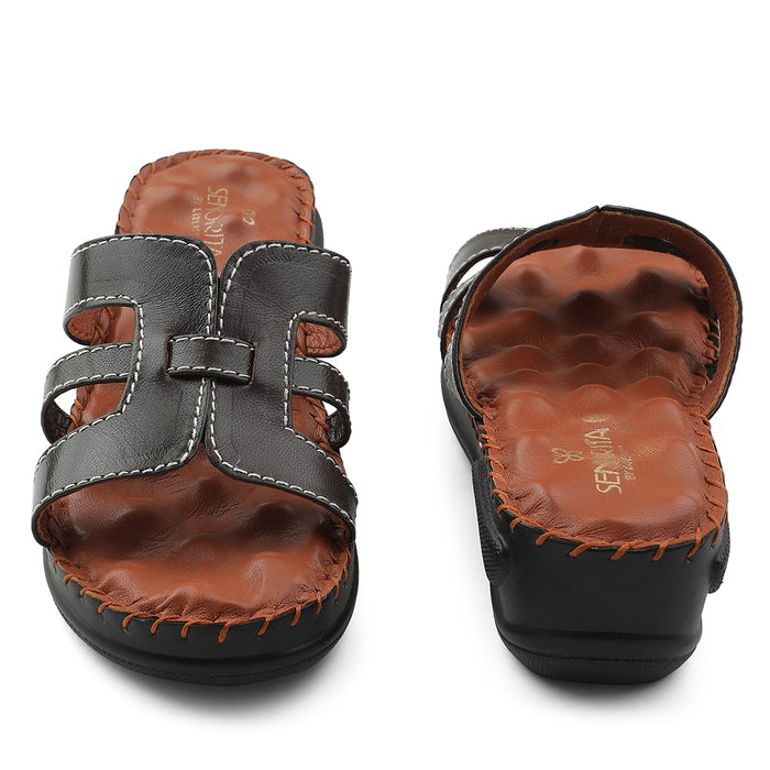 Senorita Brown Casual Wedge Heel Sandal For Women AGL-129P By Liberty