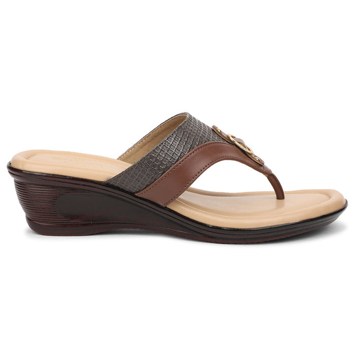Senorita Brown Casual Wedge Heel Sandal For Women LNF-4