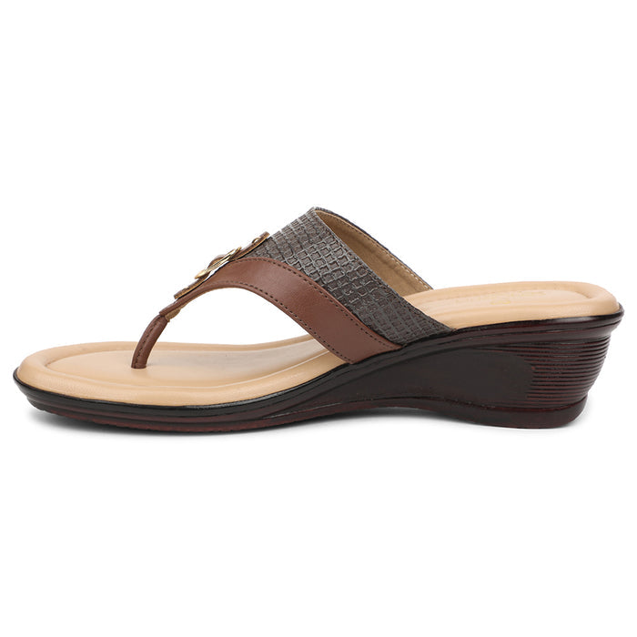 Senorita Brown Casual Wedge Heel Sandal For Women LNF-4