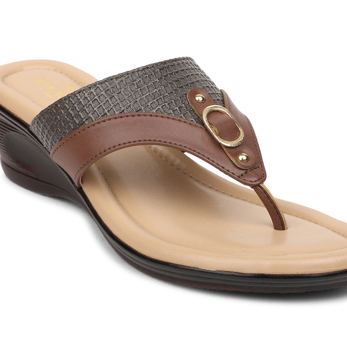 Senorita Brown Casual Wedge Heel Sandal For Women LNF-4