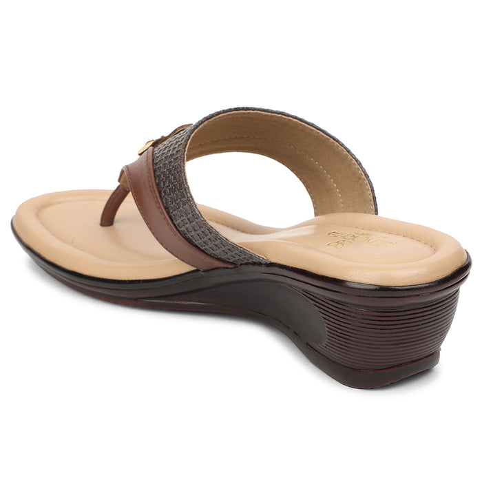 Senorita Brown Casual Wedge Heel Sandal For Women LNF-4