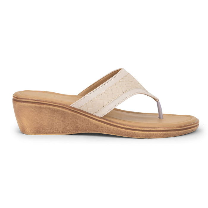 Senorita Casual Cream Wedge Heels For Women DZL-84 By Liberty