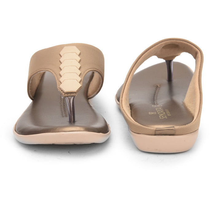 Senorita Formal Golden Flat Slipper For Women MK-21 By Liberty