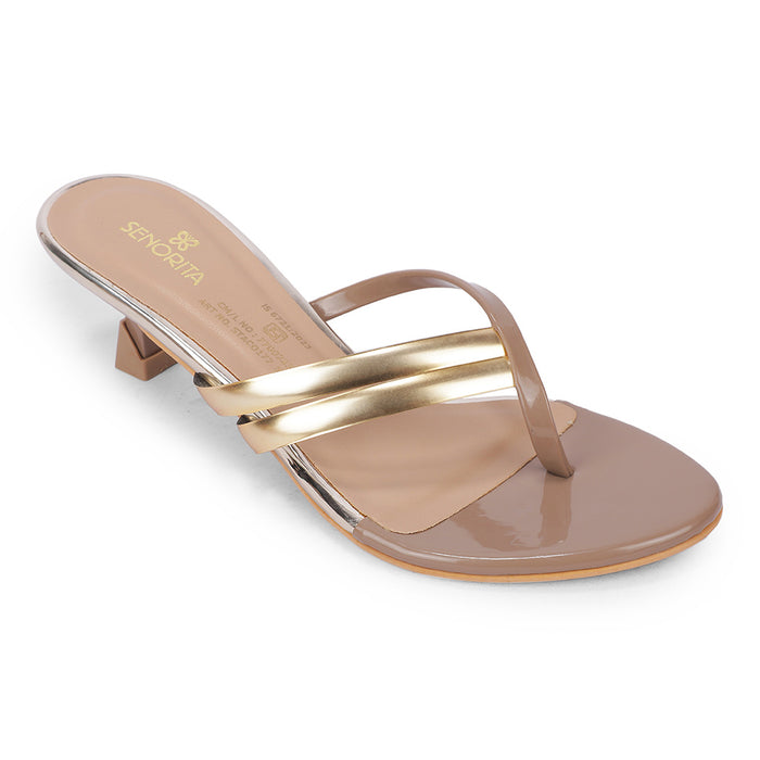 Senorita Golden Casual Block Heel Sandal For Women STACO177 By Liberty