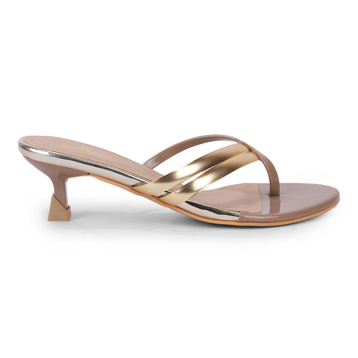 Senorita Golden Casual Block Heel Sandal For Women STACO177 By Liberty
