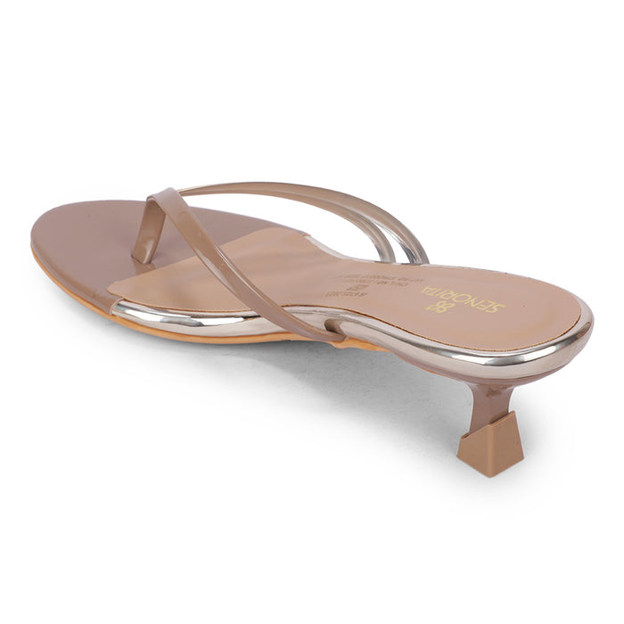 Senorita Golden Casual Block Heel Sandal For Women STACO177 By Liberty