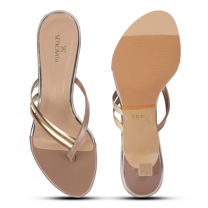 Senorita Golden Casual Block Heel Sandal For Women STACO177 By Liberty