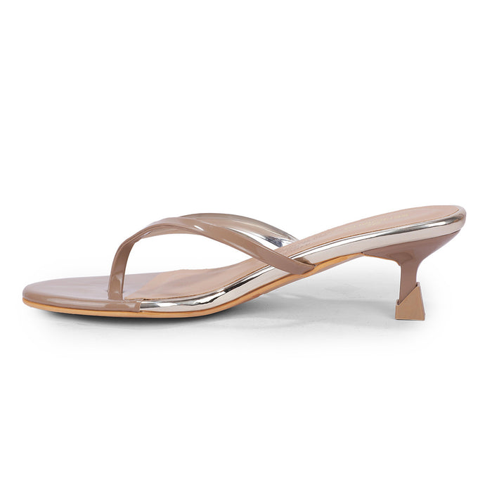 Senorita Golden Casual Block Heel Sandal For Women STACO177 By Liberty