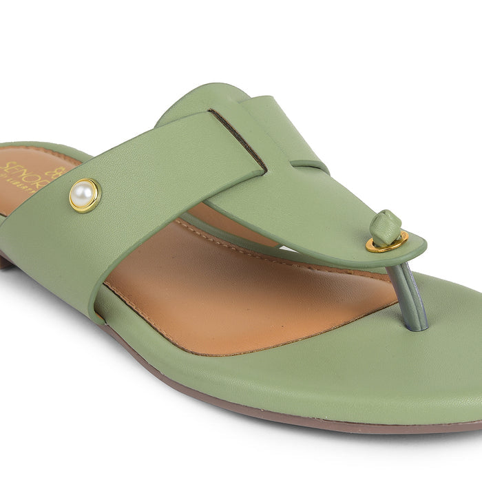 Senorita Sea Green Casual Slipper For Women DFL-103