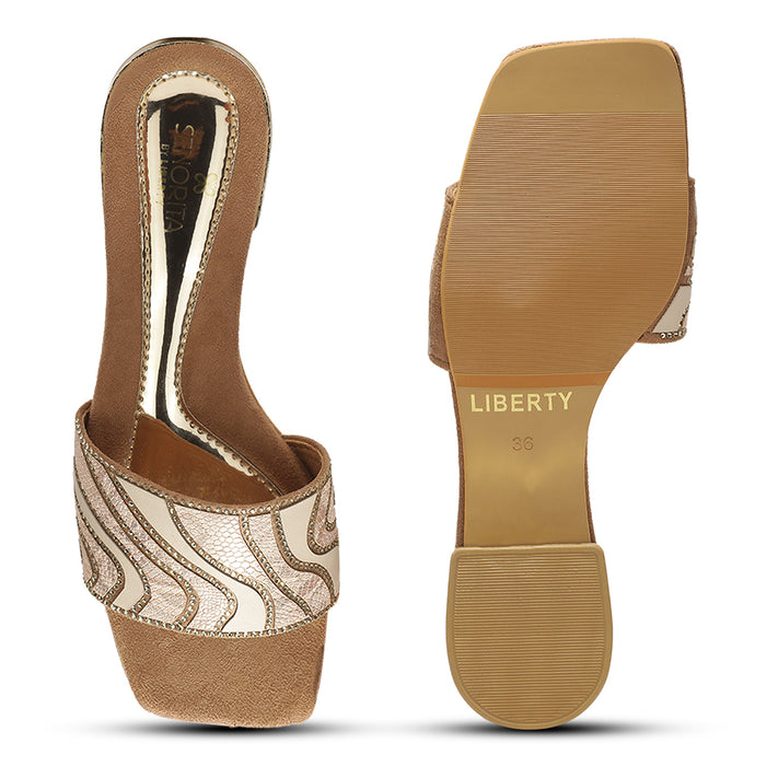 Senorita Sty 153E Beige Casual Slip On Slippers For Women By Liberty