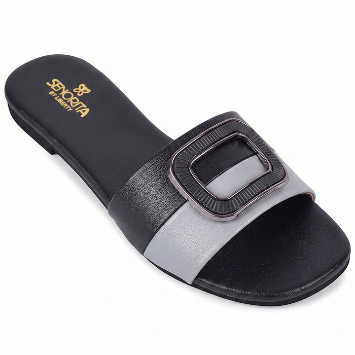 Senorita STY-172E Black Casual Slip on Slippers for Women by Liberty
