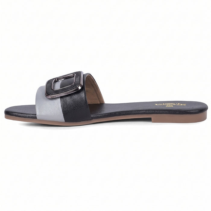 Senorita STY-172E Black Casual Slip on Slippers for Women by Liberty