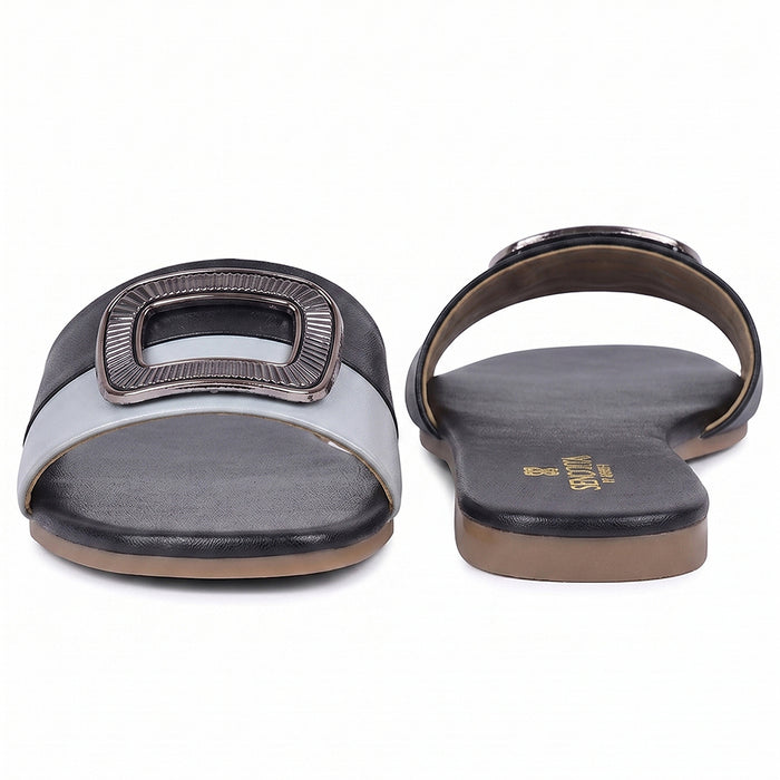 Senorita STY-172E Black Casual Slip on Slippers for Women by Liberty