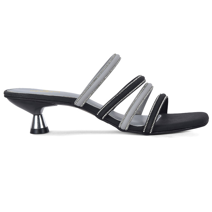 Senorita Sty 180E Black Casual Heeled Slippers For Women By Liberty