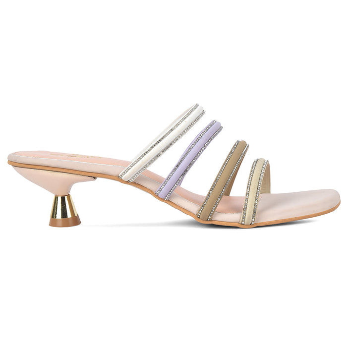 Senorita Sty 180E Cream Casual Heeled Slippers For Women By Liberty