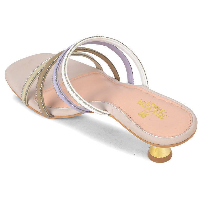 Senorita Sty 180E Cream Casual Heeled Slippers For Women By Liberty
