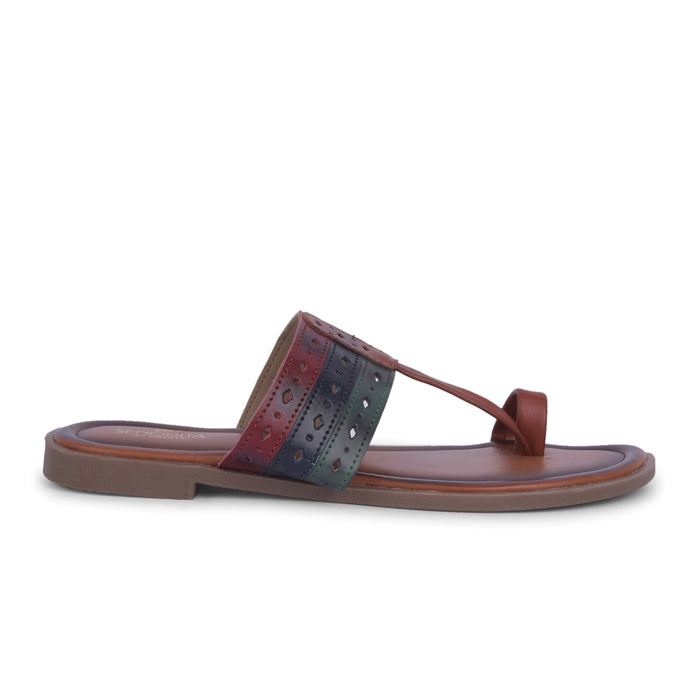 Senorita Tan Ethnic Toe Ring Slippers For Women LAX-5 By Liberty