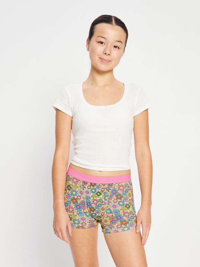 SmileyWorld® | Modibodi Teen Hipster Boyleg and Hipster Boyshort 2 Pack Bubbly Blossom Pink