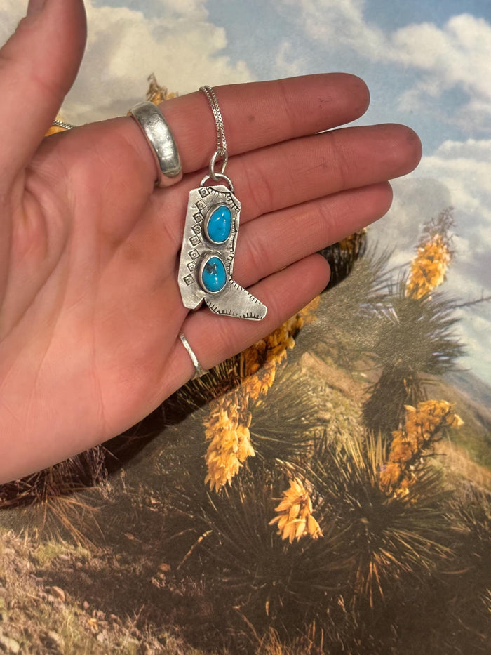 ✙ Sterling Silver Cowboy Boot Pendant