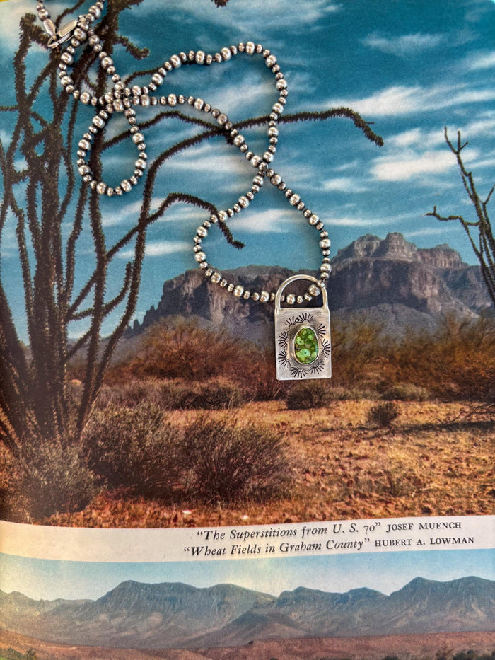 ✙ Sterling Silver Sonoran Turquoise Lock Pendant