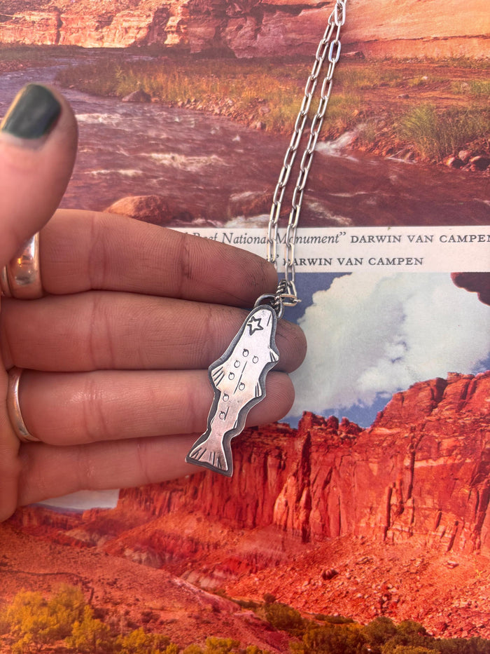 ✙ Sterling Silver Trout Pendant