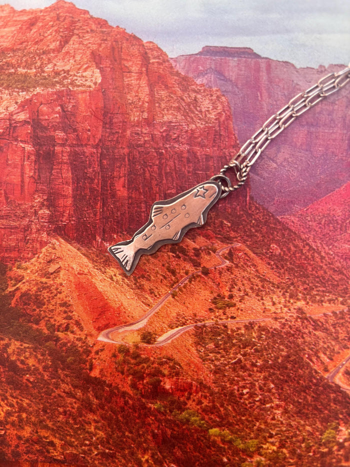 ✙ Sterling Silver Trout Pendant