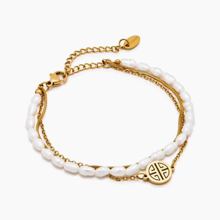 Sunshine Layered Pearl & Gold Bracelet