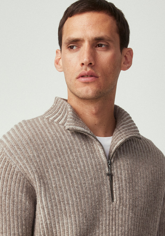 Tanner Half Zip - Totara/Ecru