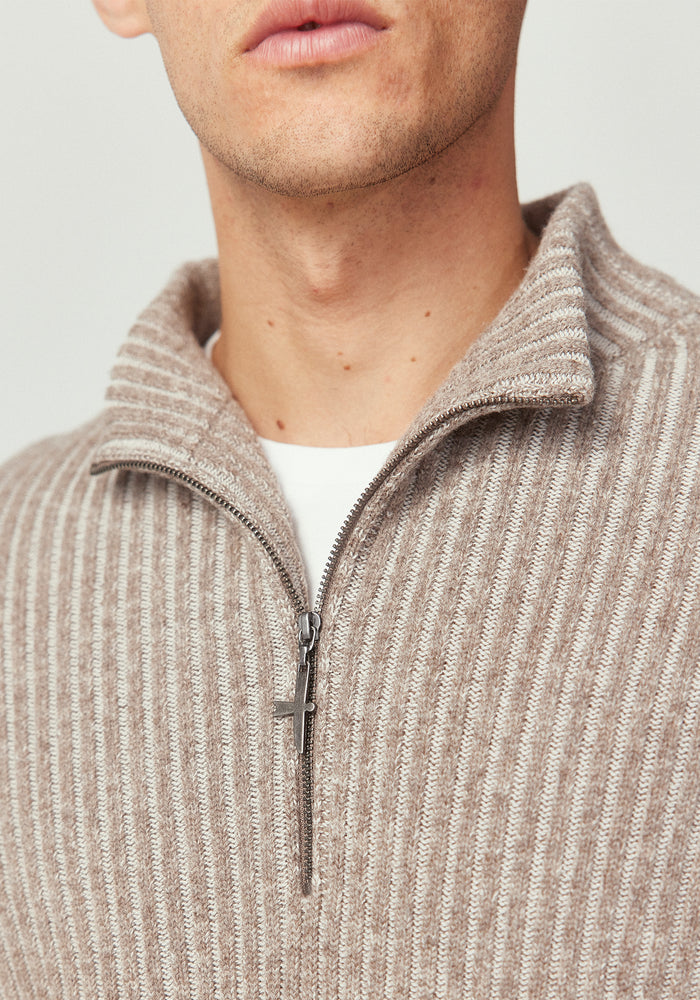Tanner Half Zip - Totara/Ecru