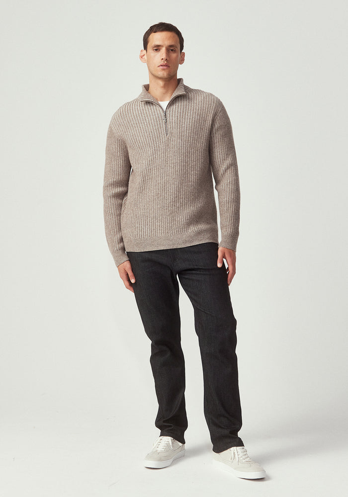 Tanner Half Zip - Totara/Ecru