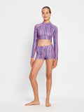 Teen Swimwear Crop Rash Top Violet Rose Stripe