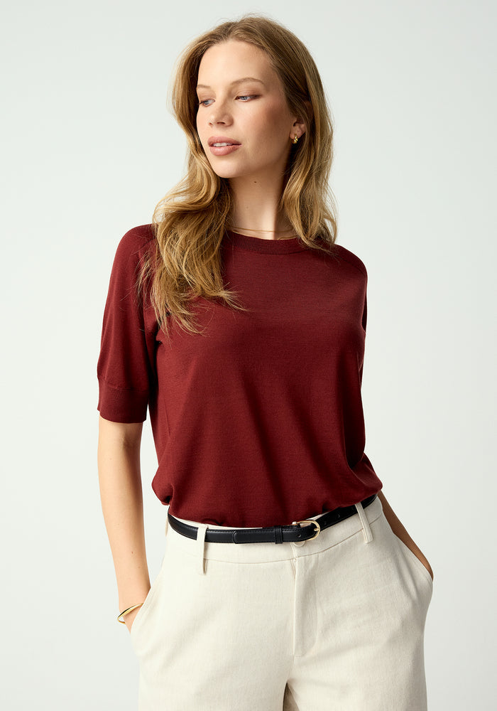 Tenera Knit Tee - Scarlet Rust